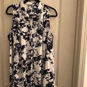 Lush Blue/White Print Swing Dress w/pockets